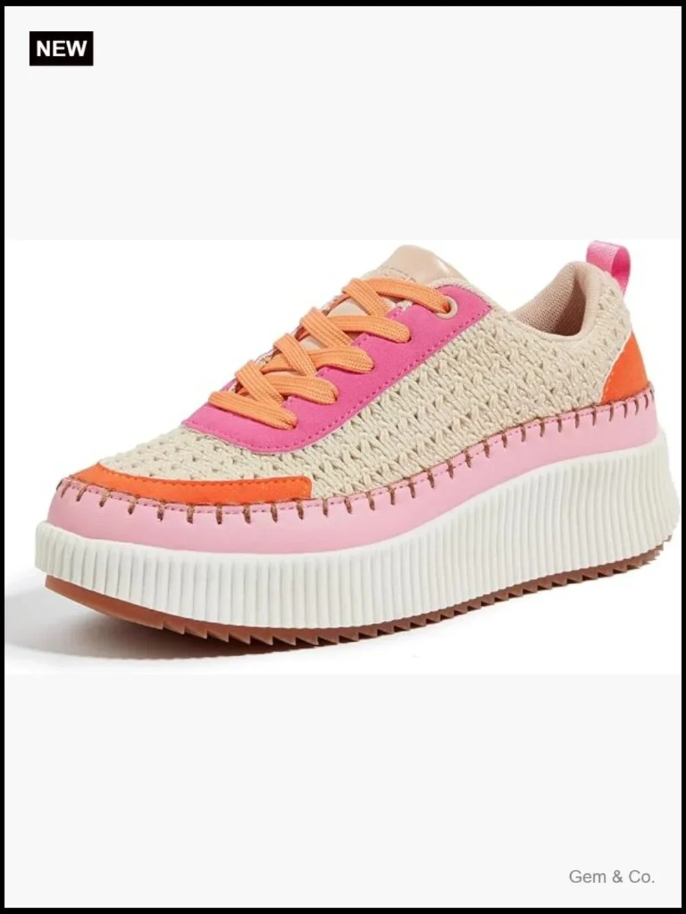 Platform Sneakers Rhinestone Chunky Casual Retro Braided Walking Shoes
